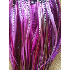 Sexy Sparkles 4"-7" Pink & Natural with Brown Remix Quality Salon Feathers Hair Extension! 5 Feathers