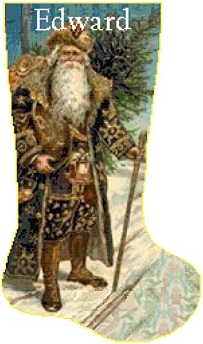 Pattern Only Cross Stitch Christmas Stocking Santa 4 with Name