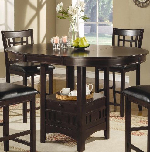 Counter Height Dining Table Extension Leaf Dark Cappuccino Finish