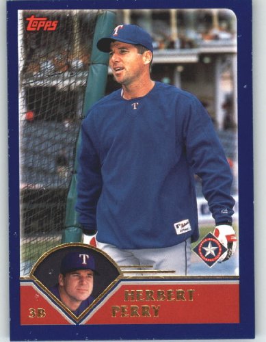 2003 Topps # 75 Herbert Perry Texas Rangers Baseball Card In Protective Screwdown Case