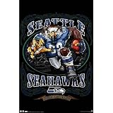 (22x34) Seattle Seahawks (Mascot, Grinding It Out Since 1976) Sports Poster Print