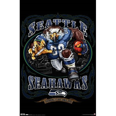 (22x34) Seattle Seahawks (Mascot, Grinding It Out Since 1976) Sports Poster Print