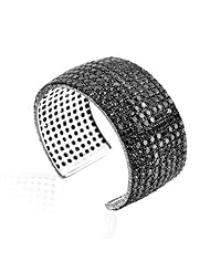 Bling Jewelry Black Wide Cuff CZ Bangle Bracelet 7.5 Inch