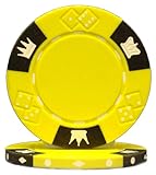 IMAGE OF 50 Yellow Crown and Dice 14 Gram 3 Tone Poker Chips