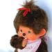 Original Sekiguchi 7.5" Tall Girl Monchhichi with a Pink Bib