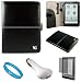 Black Protective Leather Portfolio Case with Accessory Slots for Sony PRS 650 Touch Edition Wireless e-Reader + INCLUDES!!! Clear Screen Protector for SONY PRS650 Touch Edition 6 inch Display Screen + INCLUDES!! White USB Car Charger + SumacLife TM Wisdom Courage Wristband