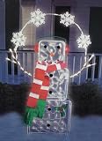 44 Lighted Outdoor Prismatic Ice Cube Snowman Yard Art Figure