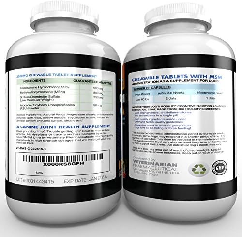 Gluco³MSM ULTRA (Competes with Dasuquin with MSM for Large Dogs) 150 Chewable Tablets - Glucosamine Chondroitin - Joint Health Supplement with ASU & MSM (Methylsulfonylmethane), Quality Glucosamine For Dogs, Help with Arthritis & Hip Dysplasia Pain Relief, Increase Mobility to ease Stiffness & Provide Relief - 100% Manufacturer Money Back Guarantee