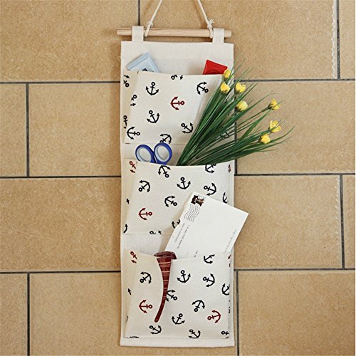SNW Hanging organizer Over the Door 3 Pockets Organizer Wall Door Closet Hanging Storage Bag Organizer Multilayer Linen Fabric Pouch Debris Storage Multifunctional Room Bedroom Bath Organizer Anti-mold / Anti-bacterial Space Saver Gift H*W: 20.9*7.9 Inches