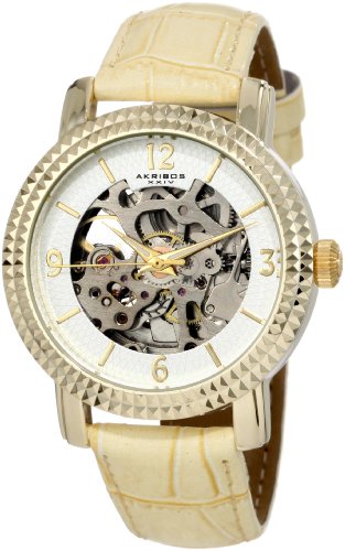 Akribos XXIV Women's AKR503YG Skeleton Automatic Strap Watch