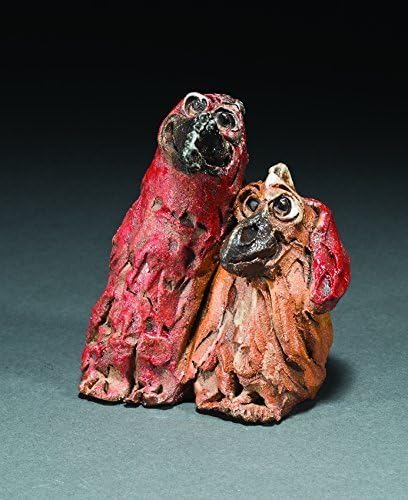 Bob and Wavy Cardinal Pair Clay Sculpture Collectible Birds Audubon Figurines Pottery Set Sweet Smiling Red