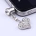 1p Clear Crystal Heart Dangle Anti Dust Plug Stopper for Iphone Cell Phone