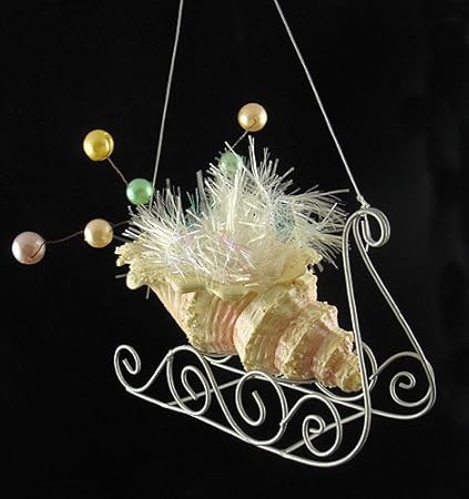 Seashell Sleigh With Pearls & Tinsel