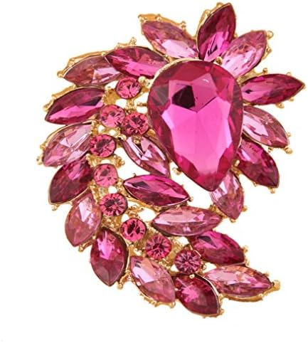 Women's Sleeping Fox Brooch Pink Marquise Teardrop Crystal Rhinestone Brooch Pin