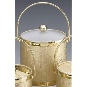Kraftware 45565 Scandia - Gold 3 Quart Ice Bucket with Bale Handle, Bands and Acrylic... by Kraftware