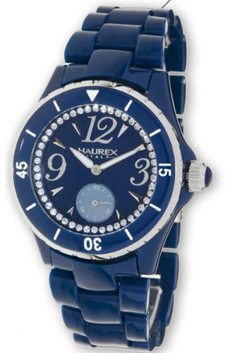 Haurex Italy Womens PB342DBS Make UP Crystal Ring Mother-Of-Pearl Sub second Blue Watch