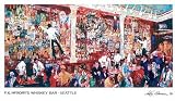 F.X. McRory's Whiskey Bar, Seattle Architecture Art Poster Print by Leroy Neiman, 39x23