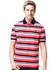 XXXL Blue Harbour Pure Cotton Varied Striped Polo Shirt