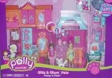SPECIAL EDITION Polly Pocket Glitz and Glam Pets : Primp 'n Pets : Polly, Lila and 2 sparklin pets + PET SALON and PET HOUSE
