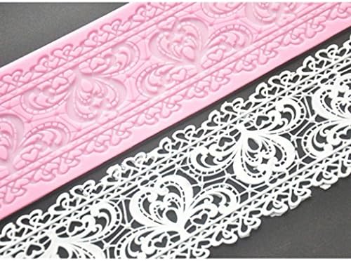 Fondant Mold Silicone Mat Lace Wedding Elegant Romantic Hearts for Cake Decoration, Shower, Birthday, Sweet 16, Quinceañera