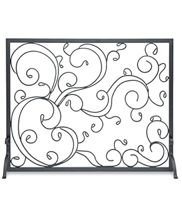 Steel Single Panel Forged Scroll Summer Fireplace Screen