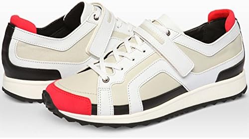 New SNRD Casual Athletic Lace Velcro Sneakers Womens Fashion Shoes White Red (9.5)