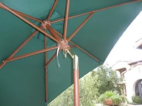 Buy 7ft Wood Market Umbrella Tilt Mechanism Green Avsuerg