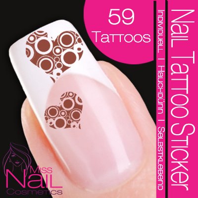 Nail Tattoo Sticker Herz mit Kreisen - braun Preisvergleich