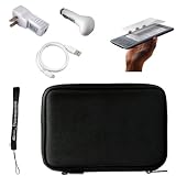 Black Durable Nylon Cover Portfolio Case with Mesh Pocket for Amazon Kindle Wireless Reading Device, Wi-Fi, 6" Display 3rd Generation + Includes a anti glare screen protector and Data Sync Cable + Includes a USB Travel Car Charger and a Home USB Charg