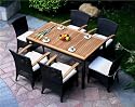 Bellagio Dining Table & Chairs Rattan/Teak Patio Set