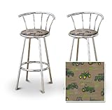 Set of 2 Metal Swivel Barstools (29" Chrome) (John Deere)