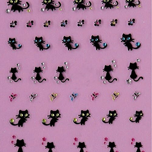 2 pieces Super Cute Nail decor animal nail decal Black little cat nail art tips sticker