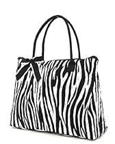 Hot Sale Belvah Extra Large Quilted Zebra Print Tote Handbag (Black)