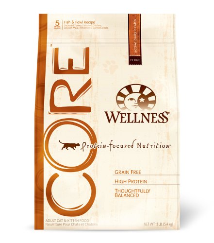 Wellness CORE Grain-Free, Fish and Fowl Adult Cat and Kitten Food, 12-Pound Bag