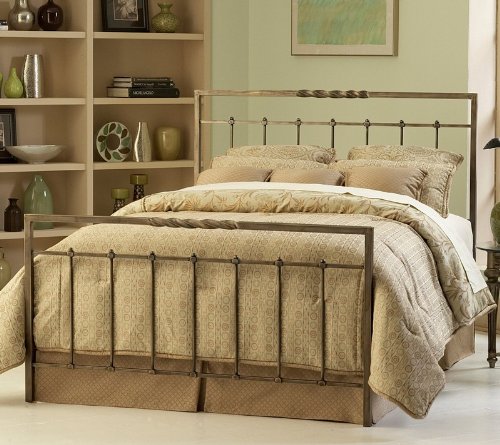 Full Size Metal Bed with Frame - Helix Contemporary Design in Copper Chrome Finish