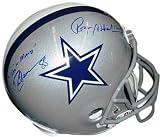 Roger Staubach and Drew Pearson Dallas Cowboys Dual Autographed Full-Size Replica Helmet with Hail Mary