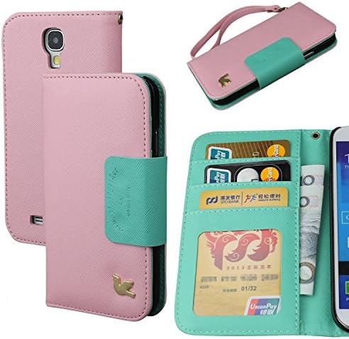 Galaxy S4 Case,By HiLDA,Wallet Case,PU Leather Case,Credit Card Holder,Flip Cover Skin,Case for Samsung Galaxy i9500[Pink]