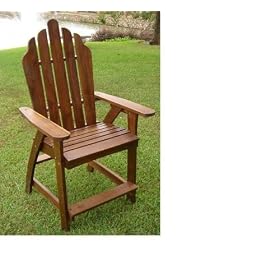 Outdoor Acacia Adirondack Bar Stool Chair-StainedE by