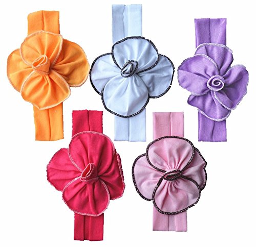Qandsweet Baby Girl s Headbands and Flower (5 Pack 4" Bow)