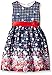 American Princess Girls' Navy White Shantung Dress