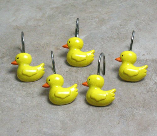 Yellow Ducky Hand-Painted Resin Shower Curtain Hooks