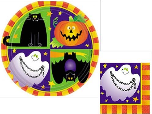 Large Friendly Frights Paper Plates and Napkins Set for 16
