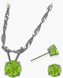 14 Karat White Gold Genuine Peridot Solitaire Set