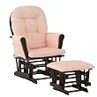 Stork Craft Hoop Glider and Ottoman, Black/Pink Gingham
