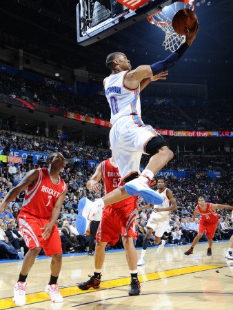 Houston Rockets v Oklahoma City Thunder: Russell Westbrook Photographic Poster Print by Larry W. Smith, 30x40