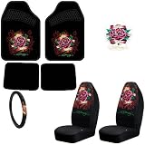 513oWBLNXWL. SL160  Ed Hardy Dedicated to the One I Love Design Auto Accessories Interior Package   Front & Rear Carpet Floor Mats, Front Bucket Seat Covers, Steering Wheel Cover & Cling Decal
