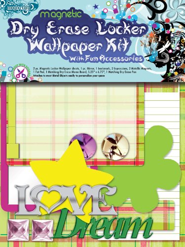 MagnaCard Magnetic Locker Wallpaper Kit with Locker Accessories, Green Prep Plaid Design (61235)