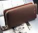 Big Mango Multi-purpose Fashion Long Business Style Small Cell Pattern Cellphone Leather Purse Bag and Big Clutch Two Zipper Wallet with Inner Multiple Card Holders and Adjustable Strap for Apple Iphone 4 4s Iphone 5 5s 5c Samsung Galaxy S4 S3 HTC Blackberry MP3 Key Photo Money Credentials (Coffee)