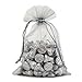 30 Designer Organza Fabric Gift Bags Pouches Party Gift Bags Silver Medium 6.75