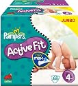 Pampers Active Fit Size 4 Maxi Nappies - 2 x Jumbo Packs of 68 (136 Nappies)